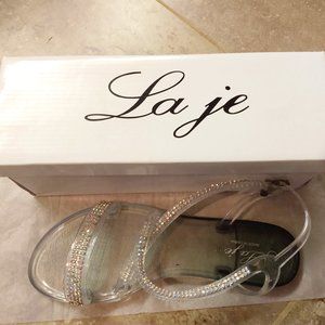 La Je Clear/Smoke Gel Sandals with Rhinestones